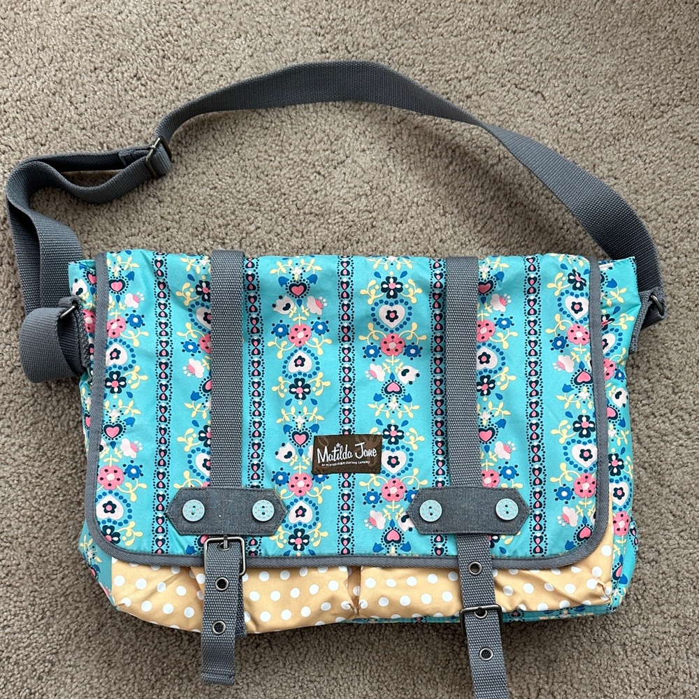 Matilda Jane Floral Blue and Tan Laptop Bag